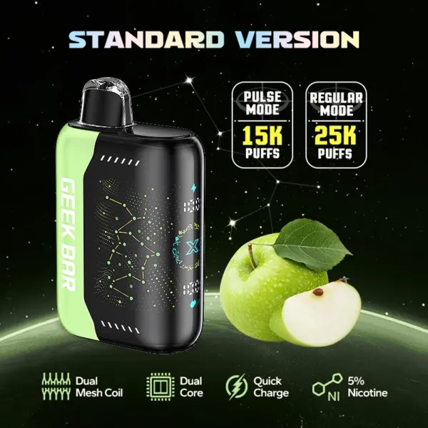 긱바 펄스 X 사워 애플 아이스 5% 솔트 니코틴 일회용 전자담배 / Geek Bar Pulse X Sour Apple Ice 5% salt nicotine disposable vape