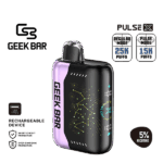 Layered raspberry, peach, and lime flavor with clean citrus finish — 상큼한 라즈베리와 달콤한 복숭아, 라임 마무리를 느낄 수 있는 Geek Bar Pulse X Raspberry Peach Lime 5% 디바이스.