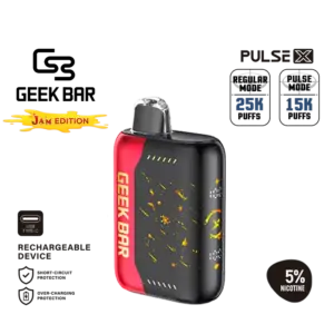 Geek Bar Pulse X strawberry jam profile with bold fruit sweetness — 농축된 딸기 과즙감이 살아 있는 Geek Bar Pulse X Strawberry Jam 5% 베이프.