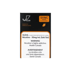 Bright tropical mango aroma layered with clean frost — 망고 일러스트와 시원한 그래픽이 담긴 제품 이미지.