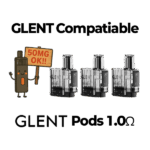 Leak-resistant 1.0ohm replacement pods for daily use — 누수 최소화 설계가 적용된 GLENT 니코틴 교체용 팟 제품 이미지.