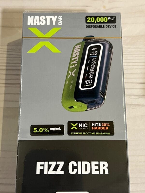 Crisp apple cider soda flavor with sparkling fizz — 사과 사이다의 청량한 탄산감을 느낄 수 있는 Nasty Bar X 20000 Fizz Cider 5% 디스포저블.