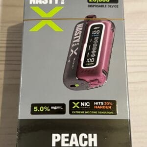 Balanced peach ice profile with long-lasting performance — 피치 아이스 풍미가 끝까지 유지되는 Nasty Bar X 20000 Peach Ice 5% 베이프.