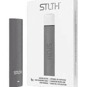 Sleek matte STLTH Device with smooth draw activation — 심플한 블랙 바디와 미니멀 라인이 강조된 STLTH 디바이스 이미지.