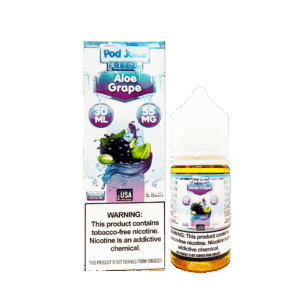 Frozen aloe grape mix 시원한 포도와 알로에 감성이 담긴 Pod Juice Aloe Grape Freeze 패키지 이미지.