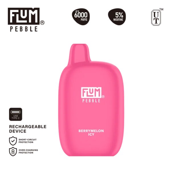 Flum Pebble 6000 BerryMelon Icy 50mg disposable vape 5% salt nicotine
