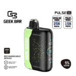Sharp sour green apple flavor with intense icy cooling — 톡 쏘는 사과 산미와 강한 쿨링을 동시에 느낄 수 있는 Geek Bar Pulse X Sour Apple Ice 5% 디바이스.