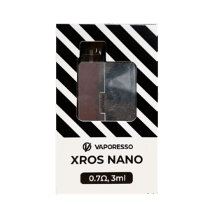 Metal silver XROS NANO device 메탈릭 실버 컬러와 미니멀한 바디 라인이 보이는 XROS NANO 이미지.