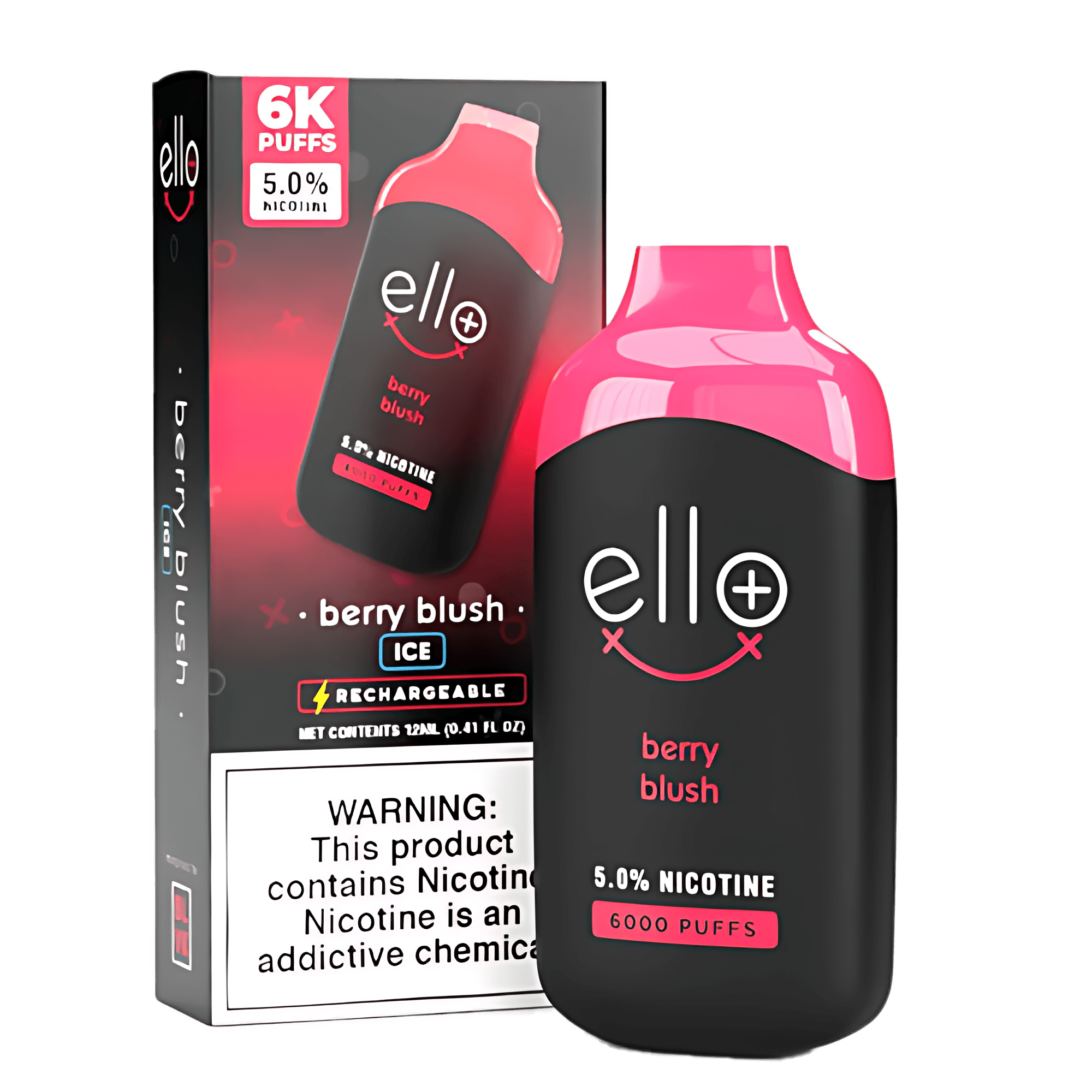 Soft mixed berry candy flavor with smooth finish — 달콤한 멀티베리 향과 부드러운 스무스 베이핑을 느낄 수 있는 BLVK Ello Plus Berry Blush 5% 디바이스.
