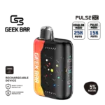 Geek Bar Pulse X Orange Dragon flavor profile — 오렌지 중심 블렌드와 안정적인 출력 밸런스를 보여주는 Pulse X 디바이스.