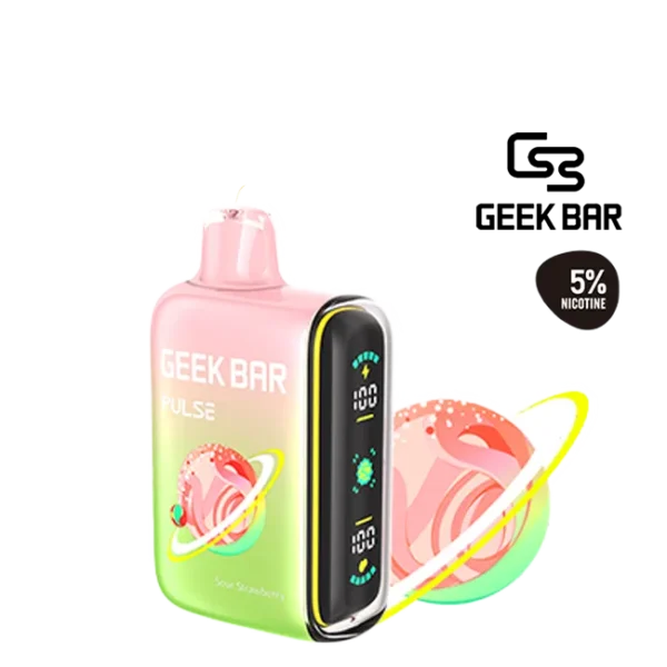 Sharp strawberry candy sour with a clean exit — 딸기 캔디 사워의 산미가 또렷하고 마무리가 빠른 Geek Bar Pulse Sour Strawberry 5% 디스포저블 베이프.