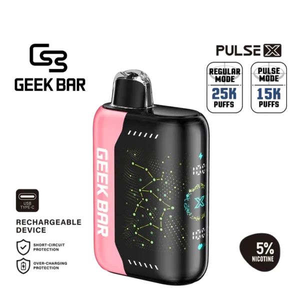 Fresh watermelon ice with a quick clean finish — 산뜻한 수박 단맛과 빠르게 정리되는 쿨링이 인상적인 Geek Bar Pulse X Watermelon Ice 5% 디스포저블 베이프.