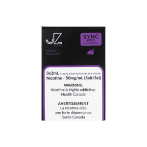 JZ Premium STLTH Pods Grape Ice 1800 Puffs (5, Pack of 3)
