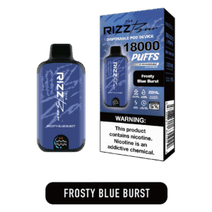 Icy blue burst profile 블루베리·라즈 조합과 시원한 슬러시 느낌이 담긴 클로즈업. 과일감이 맑고 시원하며 라이트한 청량감이 드러난다.