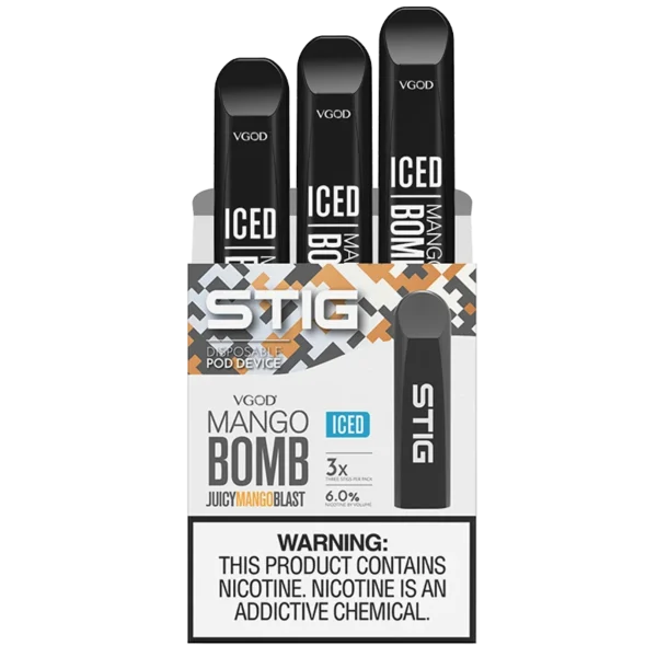 브이갓(VGOD) 망고 밤(Mango Bomb) 60mg 스틱(STIG) 일회용 전자담배 | 달콤하고 진한 망고 향에 강한 타격감 | VGOD Mango Bomb Disposable 60mg SaltNic | High Nicotine Vape with tropical mango flavor | 제이지베이프(JZVapes) 공식 판매