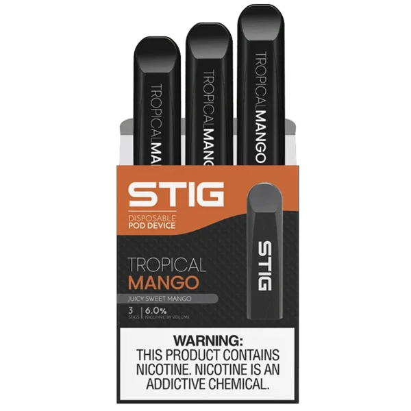 브이갓(VGOD) 트로피컬 망고(Tropical Mango) 60mg 스틱(STIG) 일회용 전자담배 | 달콤한 열대 망고 향과 강한 타격감의 고함량 솔트니코틴 | VGOD Tropical Mango Disposable 60mg SaltNic | High Nicotine Vape for tropical fruit lovers | 제이지베이프(JZVapes) 공식 판매
