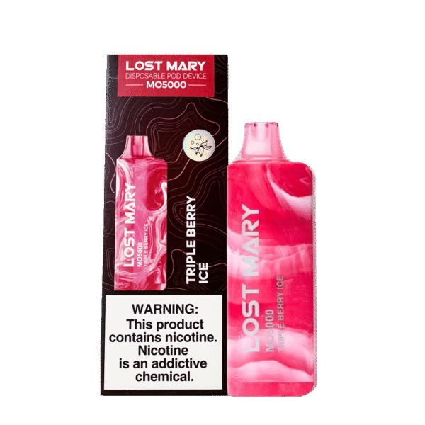 Triple berry ice blend 블루베리·라즈베리·딸기 조합에 라이트 아이스가 더해진 MO5000 이미지. 산뜻한 베리 무드와 맑은 쿨링 분위기가 자연스럽게 표현된 사진.