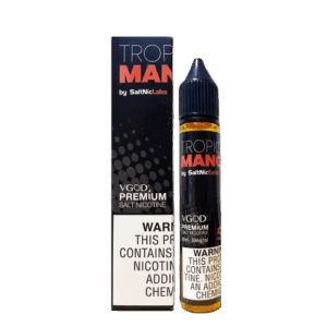 “Sweet tropical mango flavor layered with juicy nectar notes — 과즙감 있는 망고 느낌과 트로피컬 무드를 담아낸 VGOD Tropical Mango vape bottle 이미지.