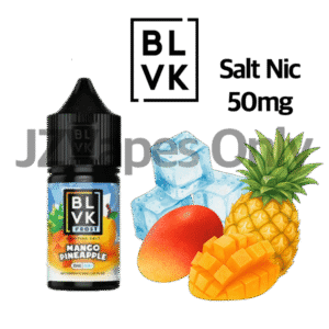 BLVK Frost Mango Pineapple (5%) — 달콤한 mango와 상큼한 pineapple이 어우러진 tropical fruity blend, 시원한 icy menthol cooling으로 마무리되는 high nicotine vape. Smooth하고 refreshing한 flavor로 Korean vapers 사이에서 인기 많은 50mg disposable.