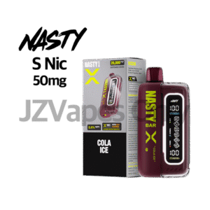 Nasty Bar X 20000 Cola Ice Disposable (5%) — 톡 쏘는 cola soda flavor에 시원한 icy menthol이 더해진 high nicotine vape. 20,000 puff long-lasting device로 sweet fizz와 cool freshness가 조화를 이루며, Korean vapers에게 인기 많은 refreshing cola-style vape.