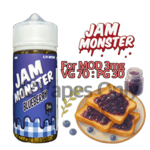 Blueberry by Jam Monster 100ml E-Liquid – fruity blueberry jam flavor with 3mg nicotine for mod vaping