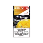 Mango blackcurrant Pro 2 vibe 부드러운 망고와 다크베리 톤이 조화된 RELX Pod Pro 2 이미지. 과일 대비가 차분하게 표현됨. 전체적으로 안정적이고 성숙한 분위기가 느껴진다.